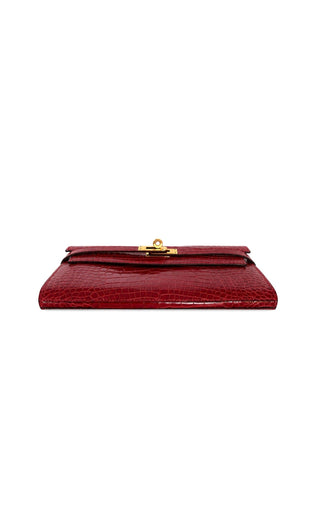Rouge Shiny Crocodile Kelly Longue Wallet