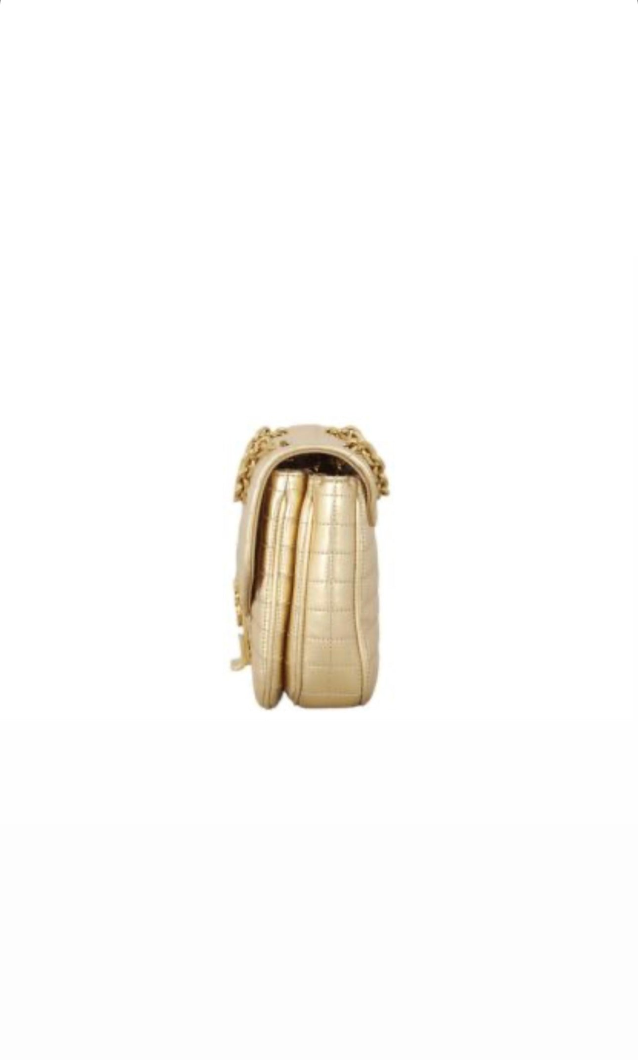 Metallic Gold  Small Quilted Calfskin Leather Bag