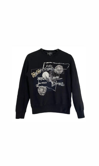Chanel Black & White 2020 Coco Graffiti Embellished Sweatshirt