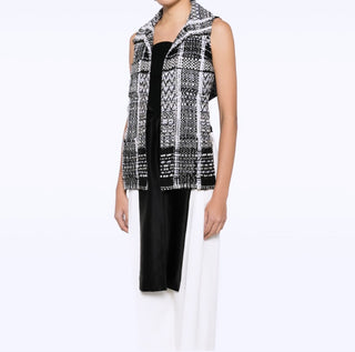 Black & White Tweed Satin Waistcoat