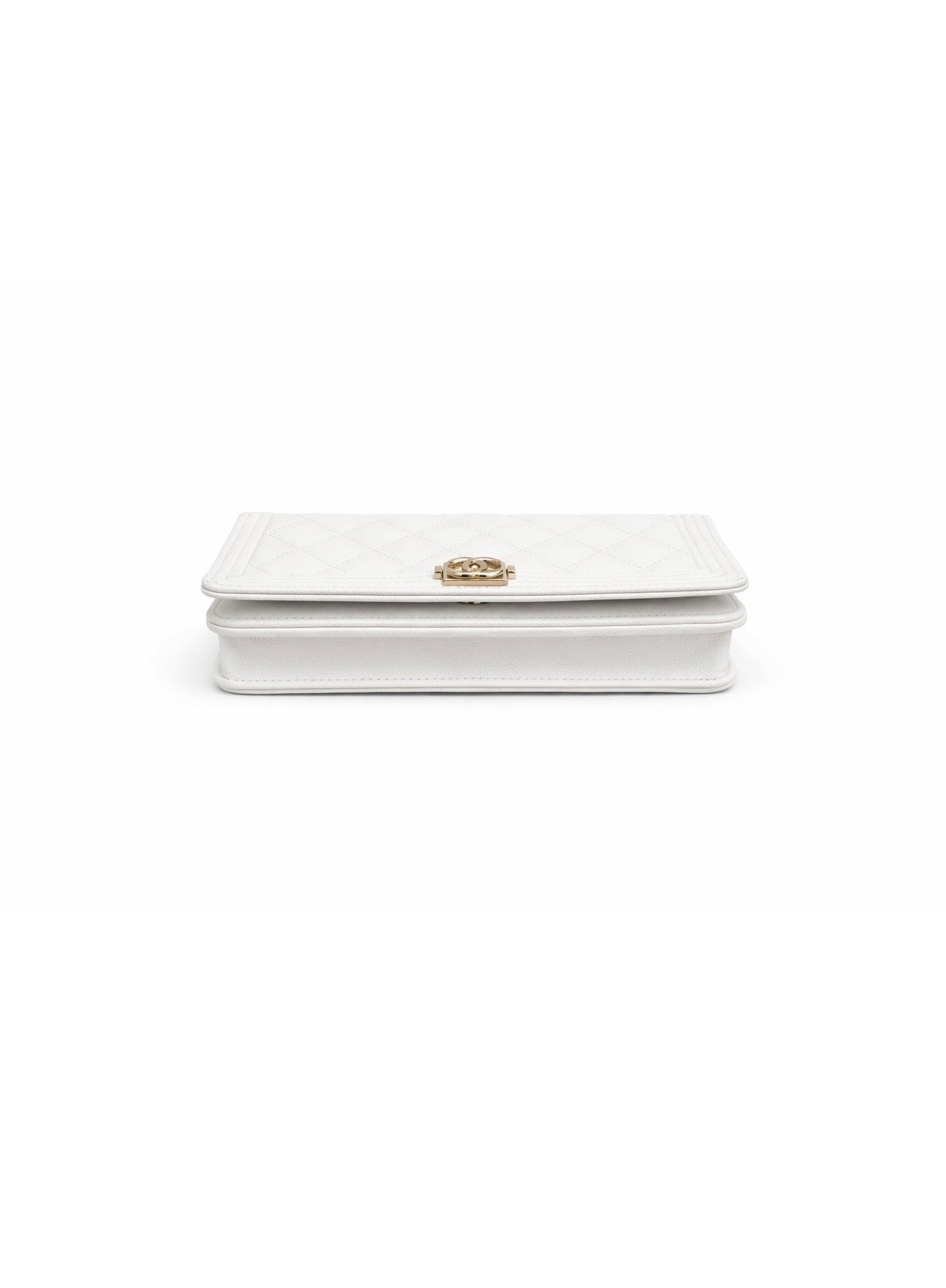 Chanel White Boy Wallet On Chain Like New Condition