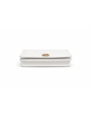 Chanel White Boy Wallet On Chain Like New Condition
