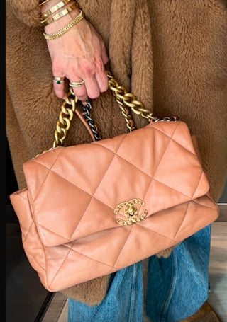 Caramel Medium Chanel 19 Flap Bag w Mixed Hardware   Like New Condition