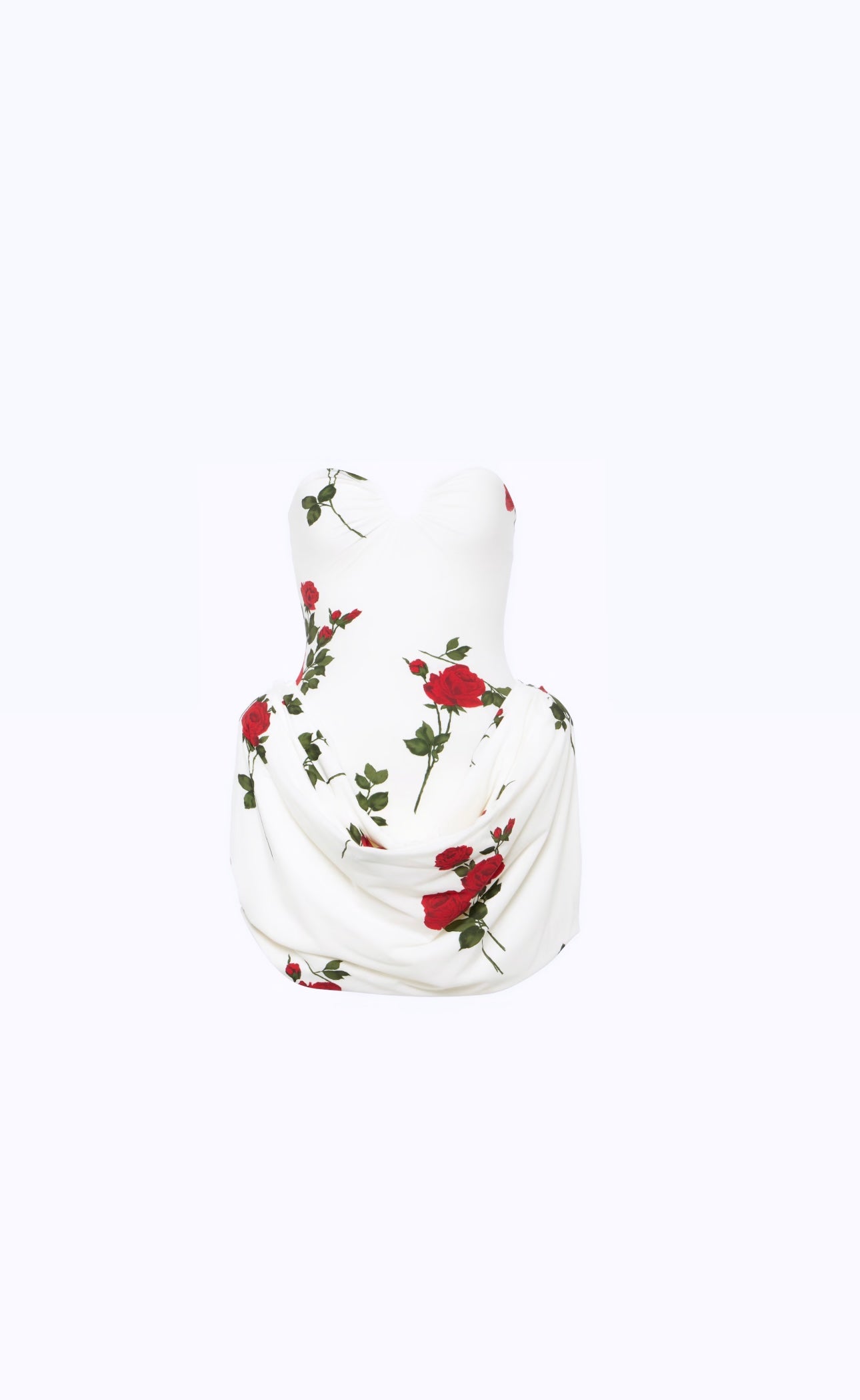 Floral Rose Draped Strapless Corset Dress