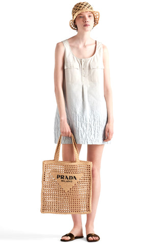 Beige Crochet Logo Tote Bag