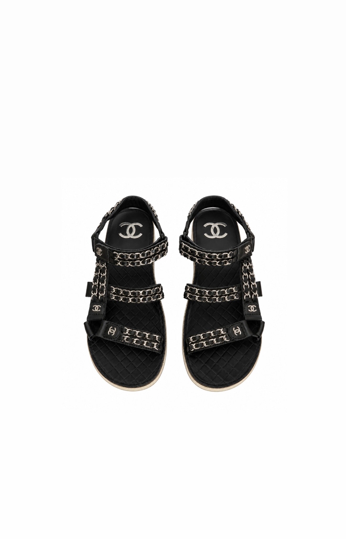 Chanel Black & Silver Chain Sandals