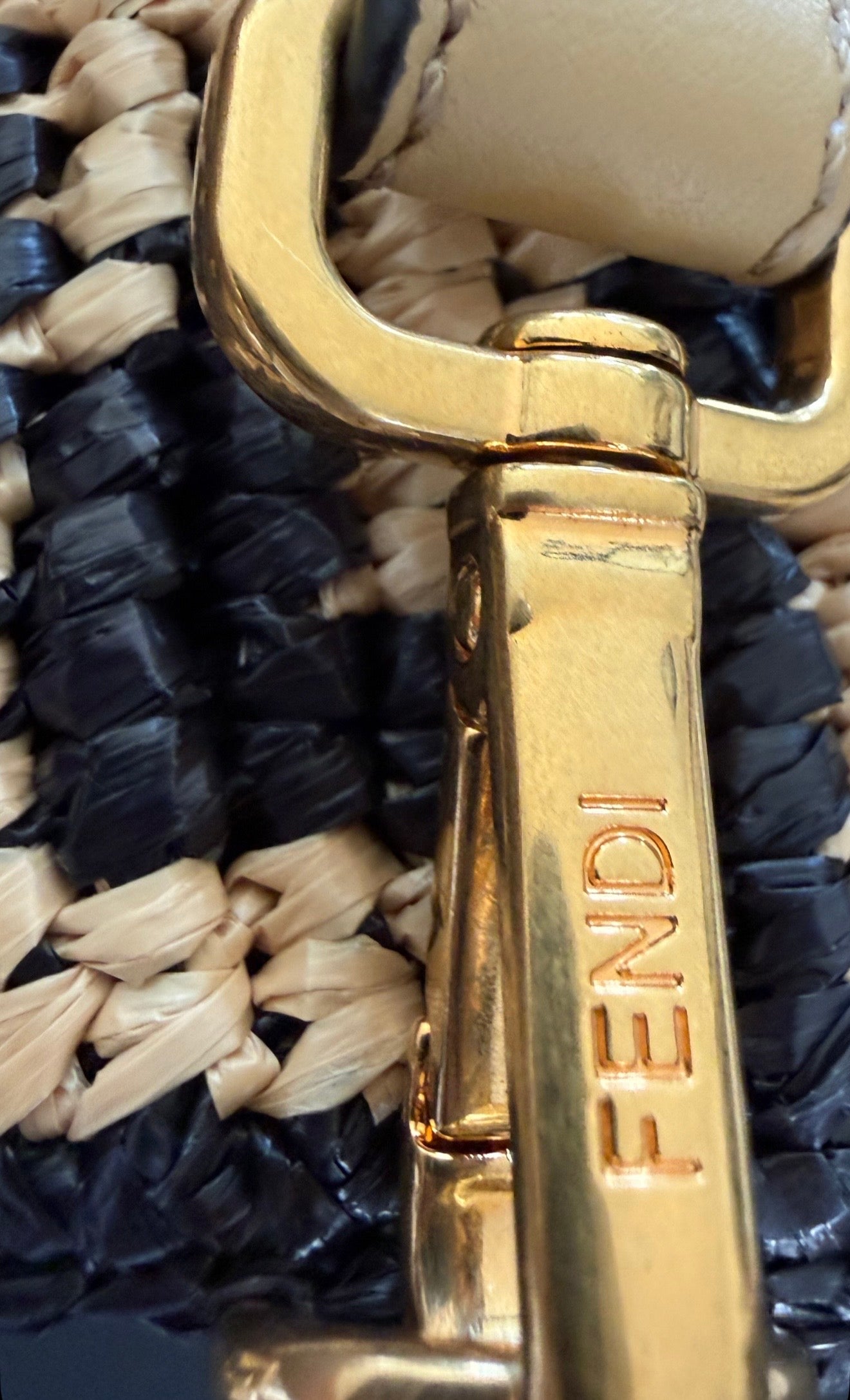 FENDI Raffia Zucca Baguette Satchel Like New Condition