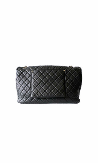 XXL Black Quilted Calfskin Travel Flap Bag