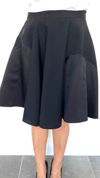 Black Short Mohair & Wool Panel Skirt
