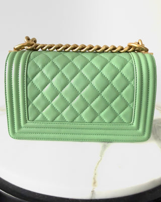Green Quilted Calfskin Small Boy Bag