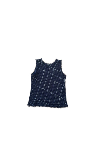 Black, Navy & Purple Tweed Sleeveless Top