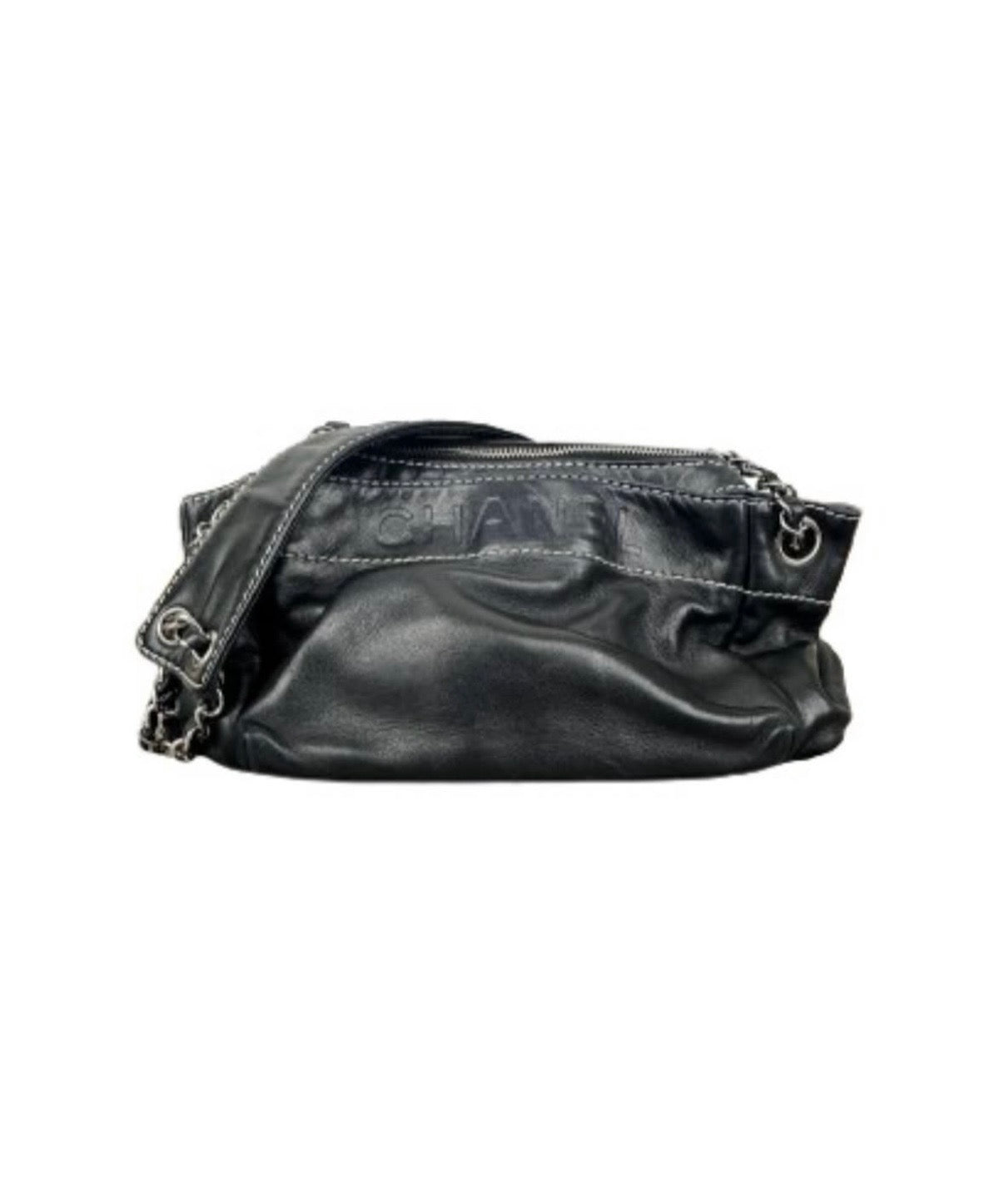Black Lambskin Shoulder Bag