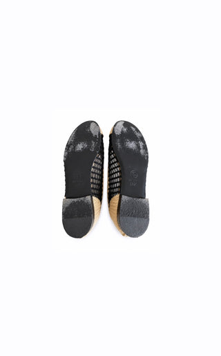 Beige & Black Raffia Ballerina Flats Excellent Condition