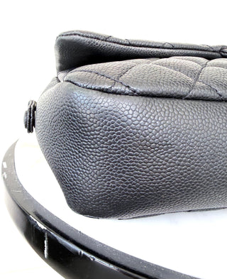 Black Quilted Caviar Jumbo Easy Flap Bag Good Condition