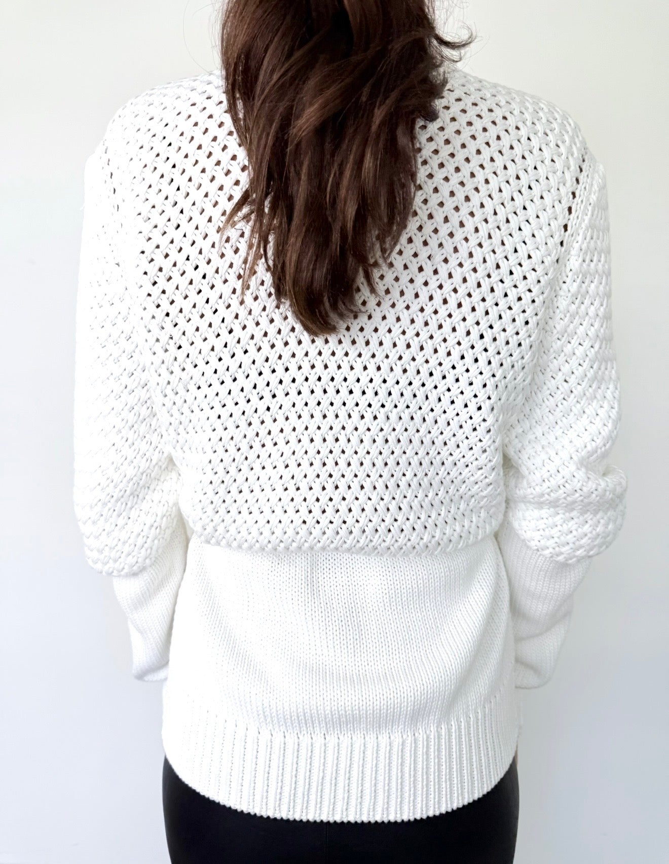 Hermes White Cotton Knot Cardigan w Rope Belt