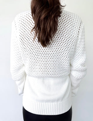 Hermes White Cotton Knot Cardigan w Rope Belt