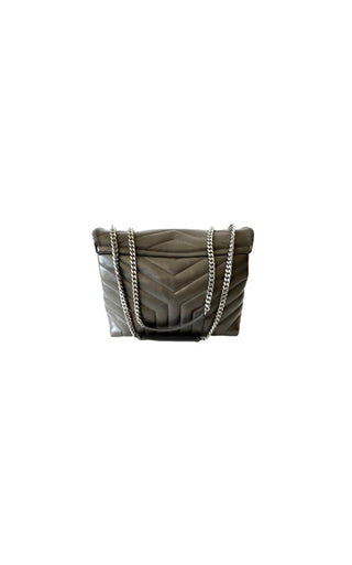 Dark Grey Chevron Quilted Leather LouLou Bag