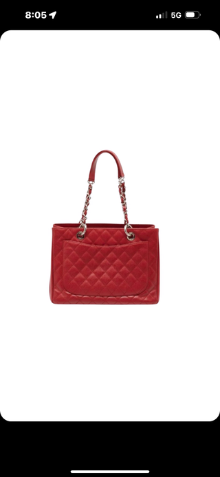 Red Quilted Caviar Leather Grand Shopping Tote