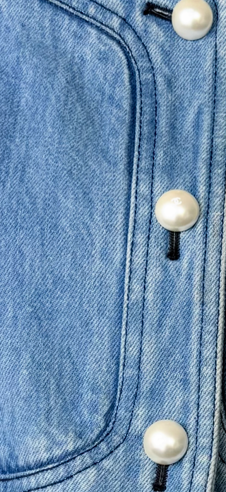 Chanel Denim Cropped Bolero Jacket w Pearl Buttons
