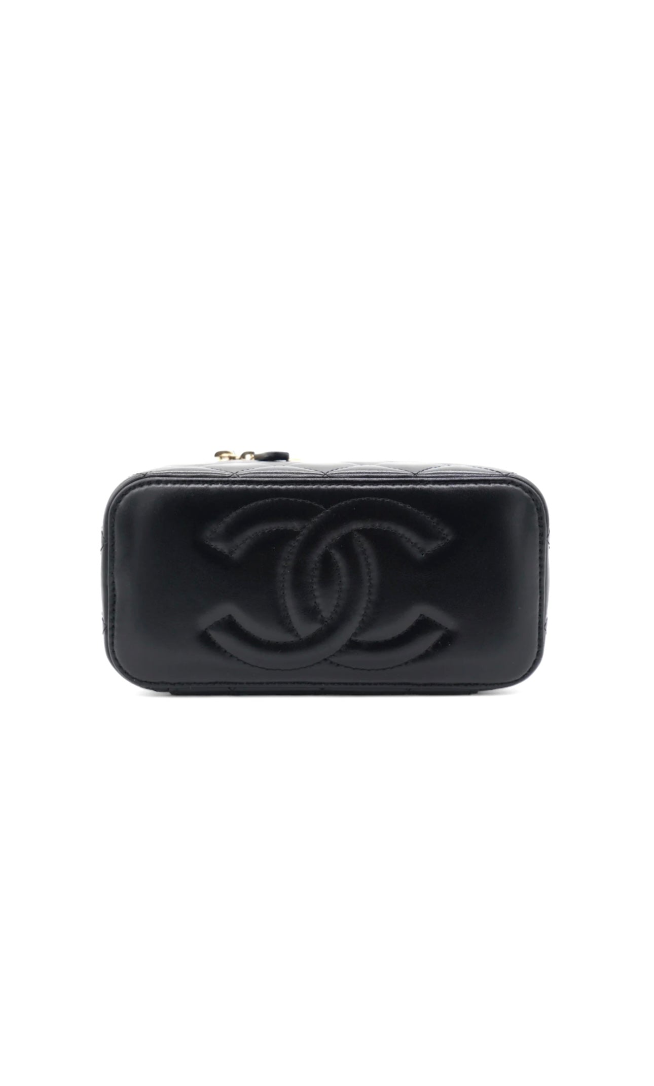 Black Quilted Lambskin Leather Small Vanity Case