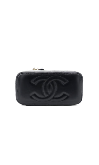 Black Quilted Lambskin Leather Small Vanity Case