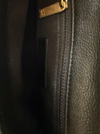 Chanel Black Quilted Calfskin Carry w Chic Flap Waist Bag w Gold Chain Like New Condition