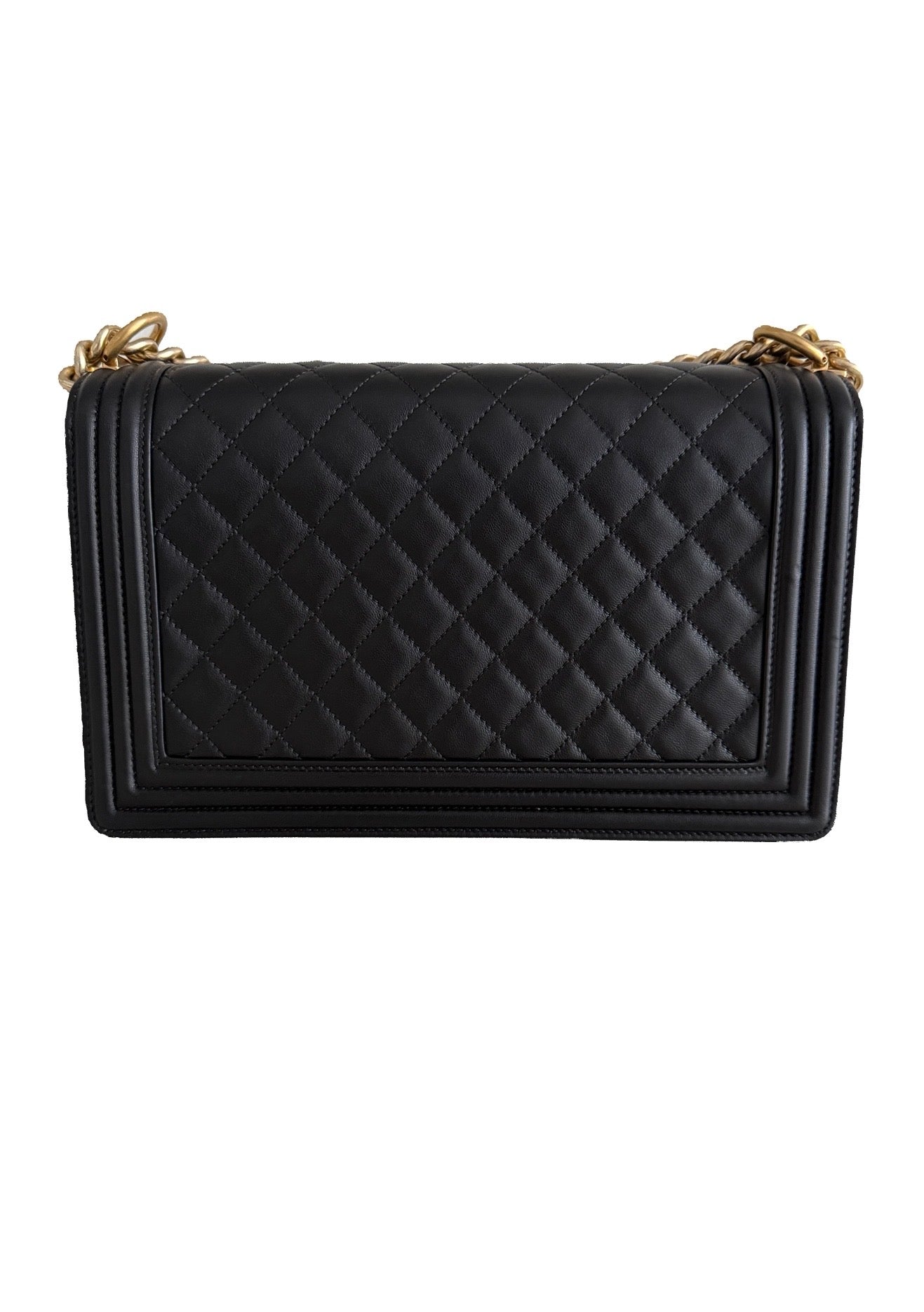 Chanel Black Quilted Lambskin Medium Boy Bag