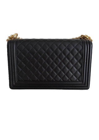 Chanel Black Quilted Lambskin Medium Boy Bag