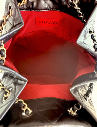 Chanel Black Quilted Aged Calfskin Small Backpack Excellent Condition