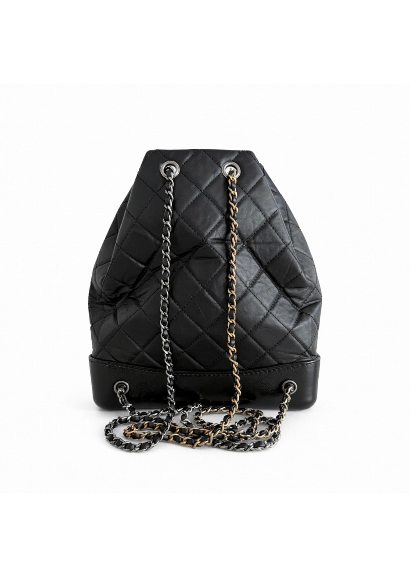 Chanel Black Quilted Aged Calfskin Small Backpack Excellent Condition