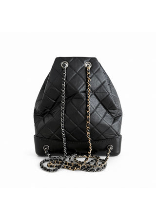 Chanel Black Quilted Aged Calfskin Small Backpack Excellent Condition