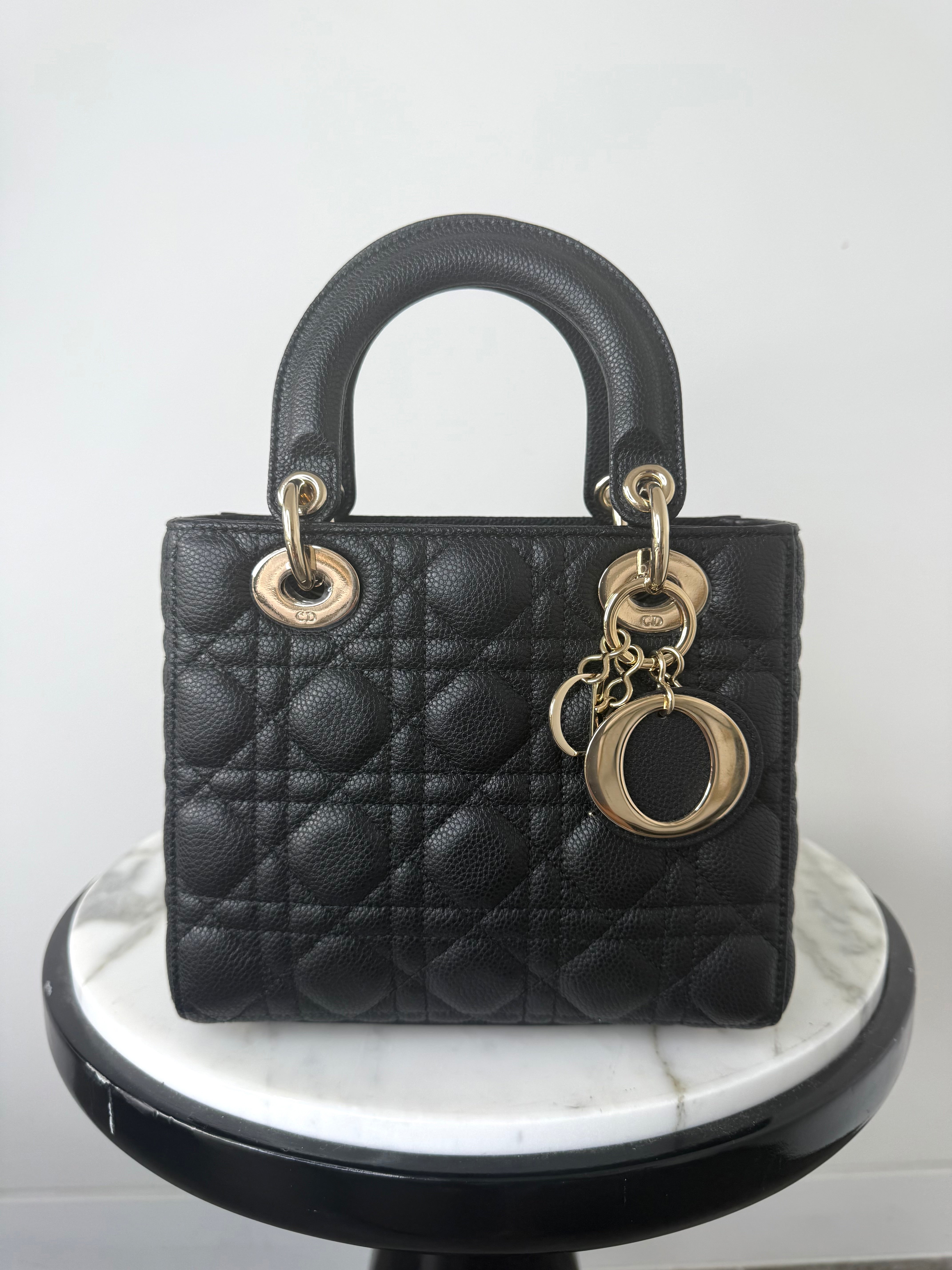 Dior Black Small Cannage Grained Calfskin Lady Dior Bag EXCELLENT CONDITION