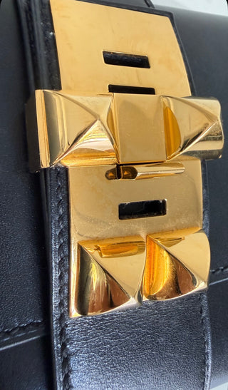 Black Metor 23 Box Calf Leather Clutch