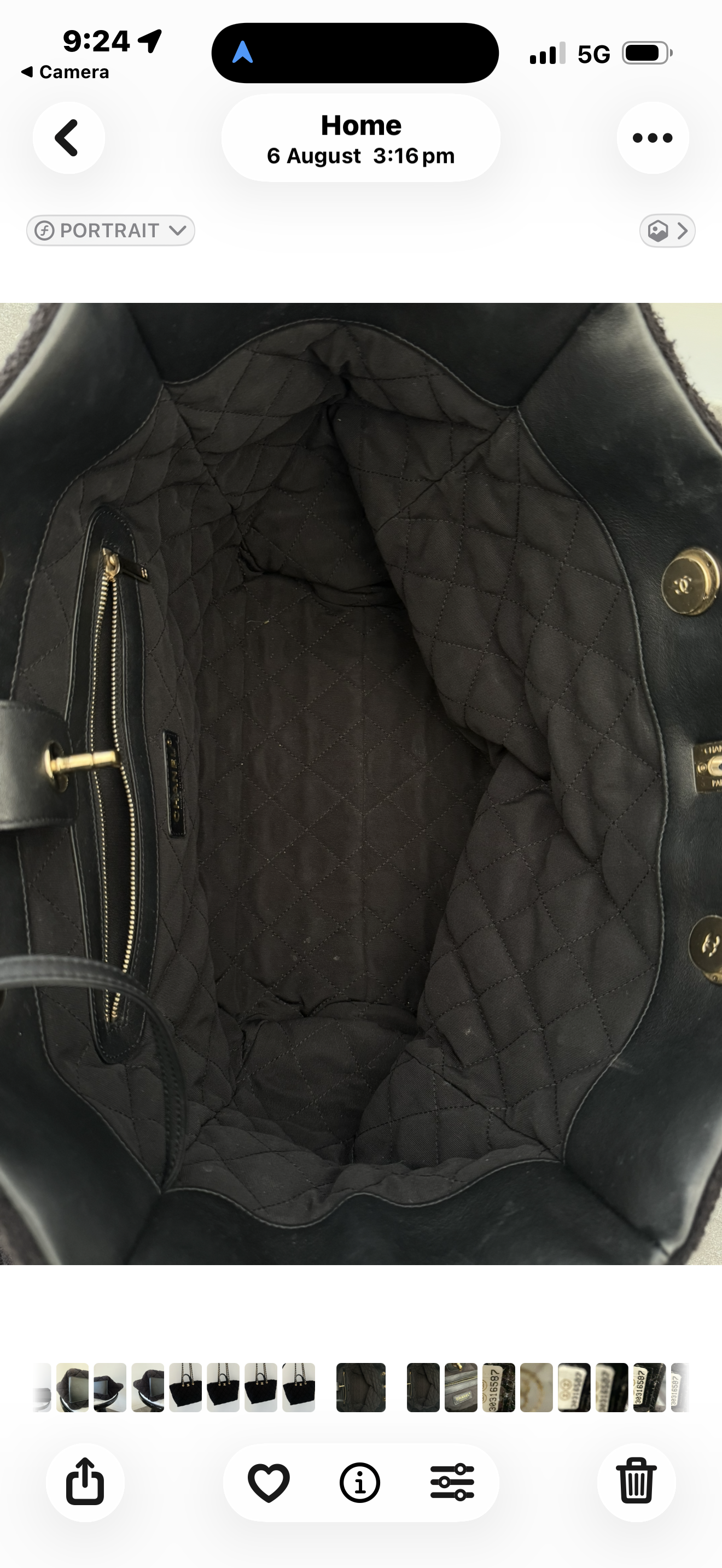 Chanel Black Terry Coco Shopping Tote Excellent Condition