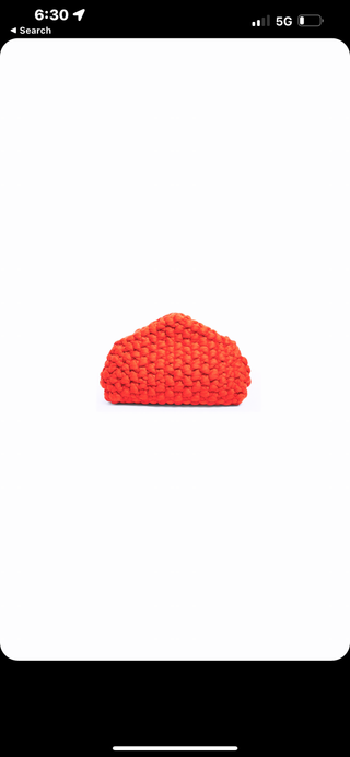 Red Chunky Knit Small Tip Top Handle Bag