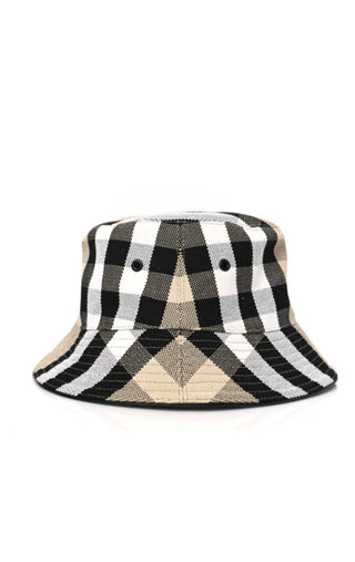 Beige Burberry Check Bucket Hat