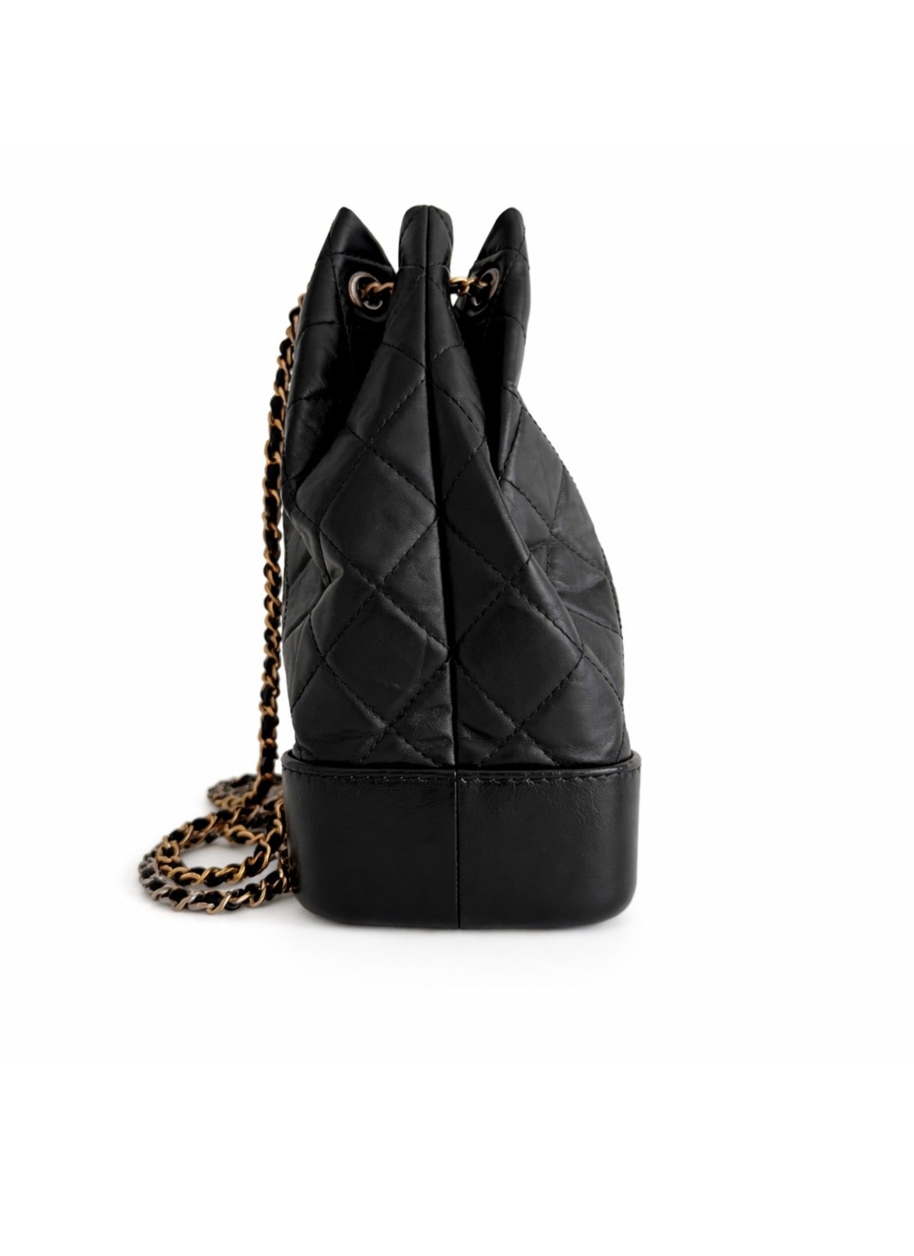 Chanel Black Quilted Aged Calfskin Small Backpack Excellent Condition