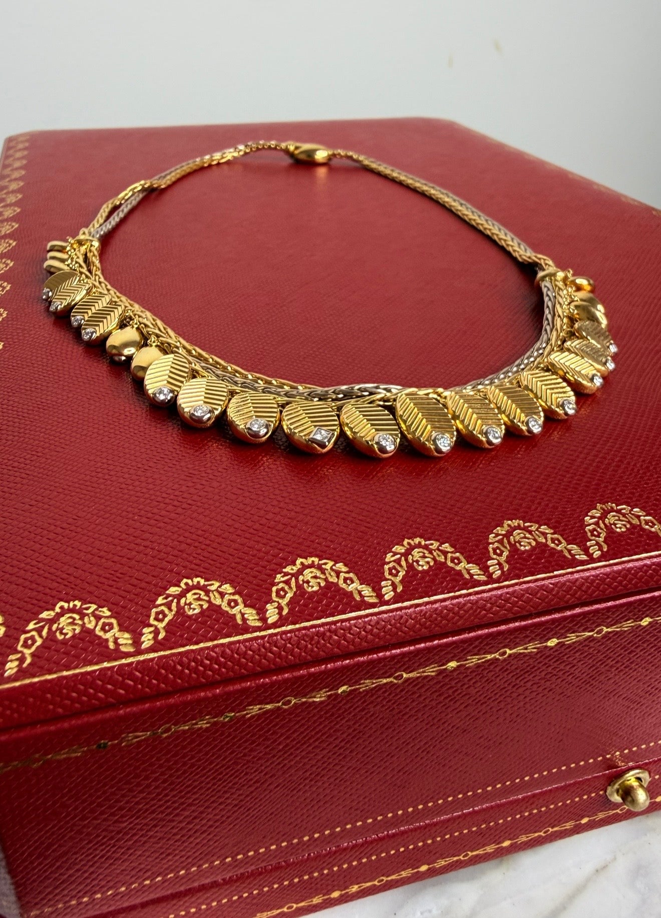 Yellow Gold & White Gold Grain De Cafe Diamonds Necklace