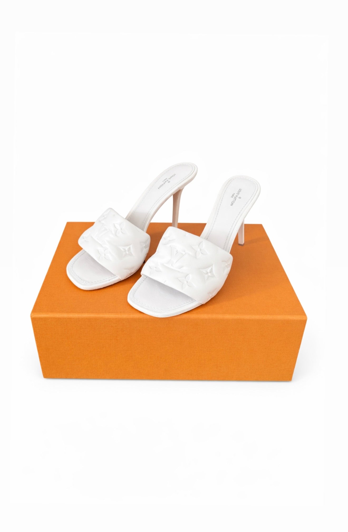Louis Vuitton White Logo Mules Size 38