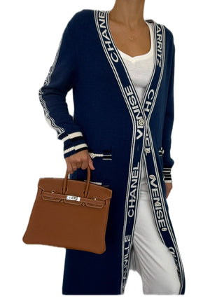 Chanel Iconic Navy Knit Cardigan