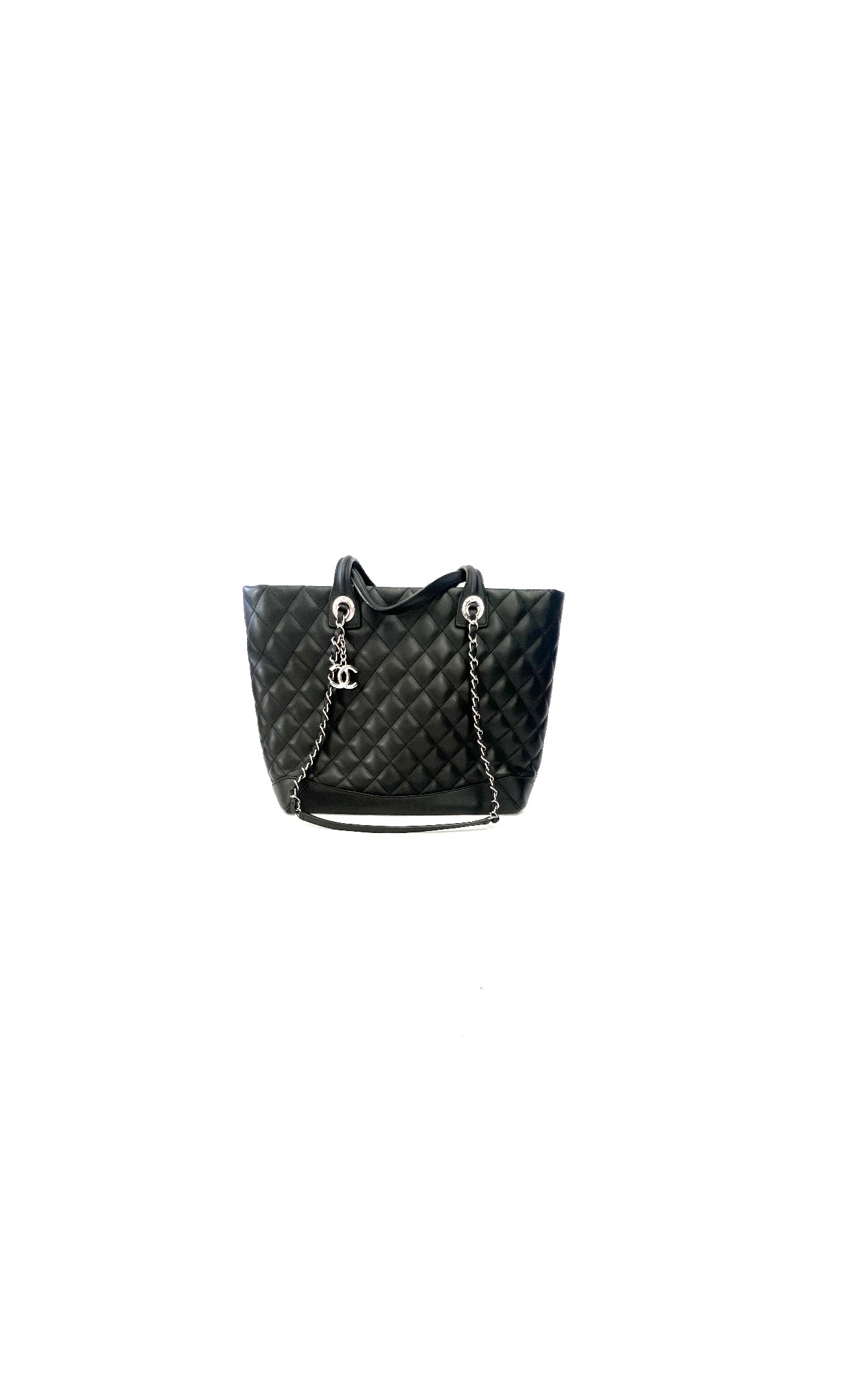 Black Quilted Matelasse 2 Way Tote Bag