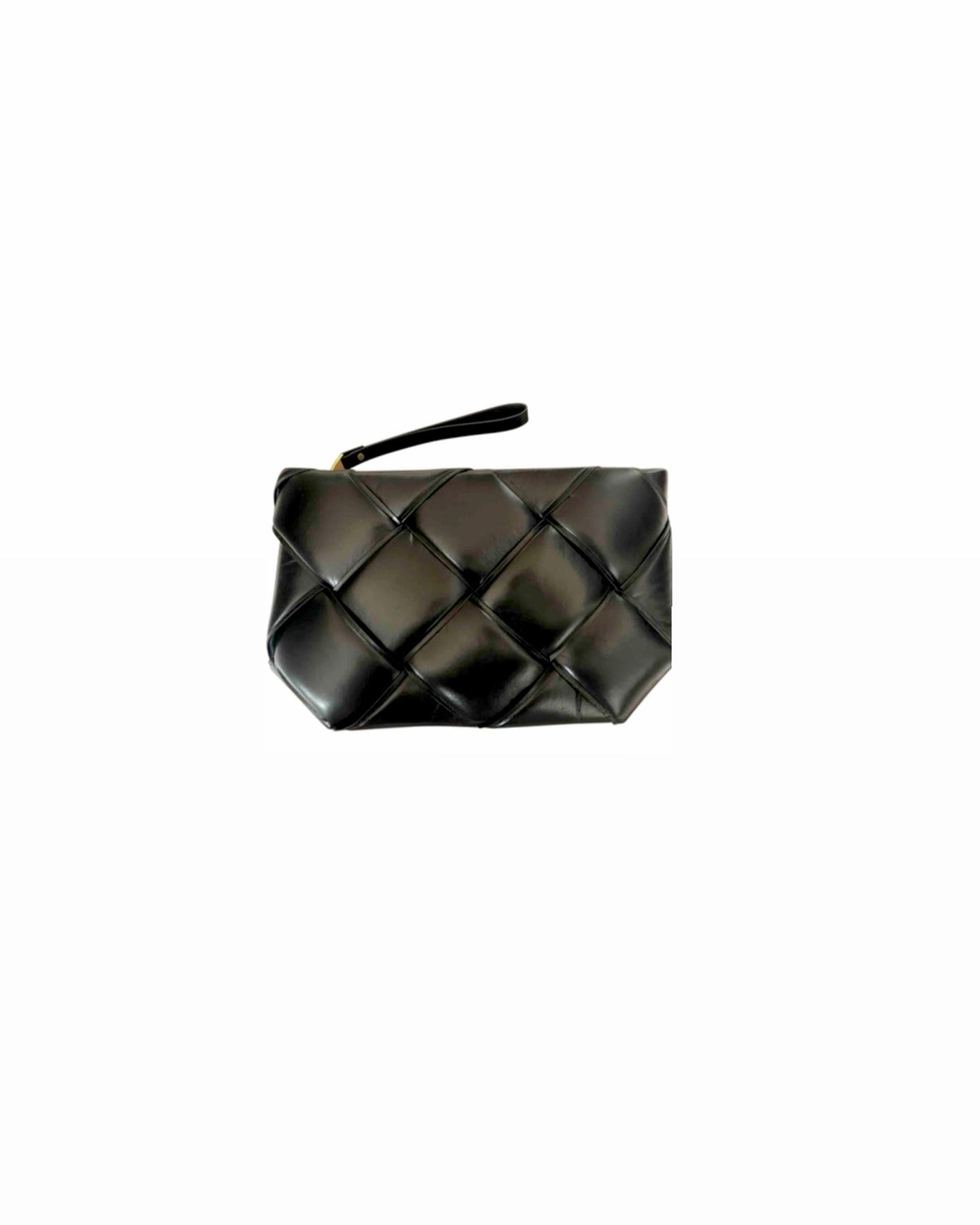 Black Intreccio Leather Clutch Pouch