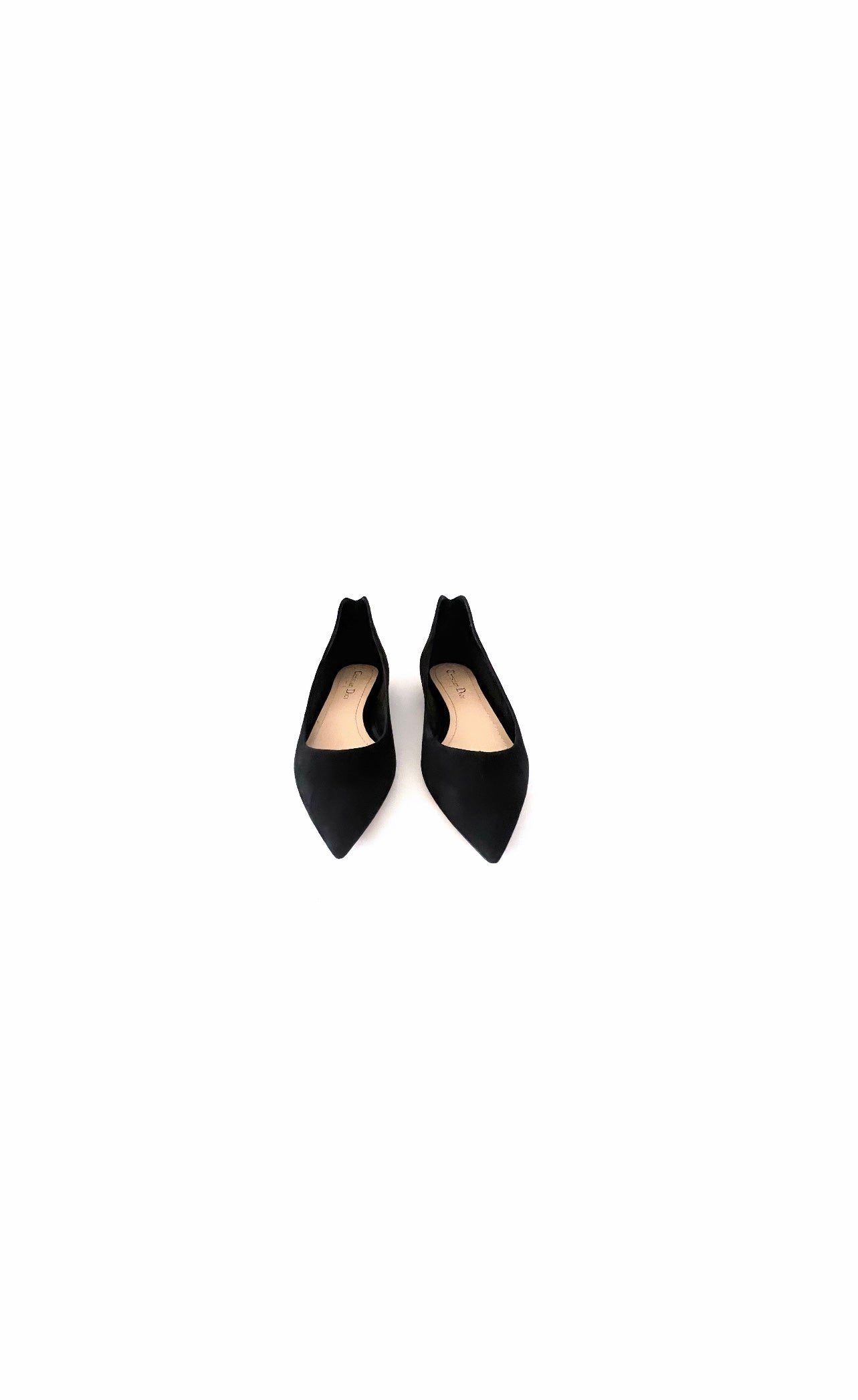 Black Suede Flat Shoes w Gold Hearts