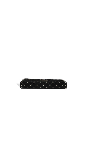 Black Quilted Velvet Rockstud Spike WOC