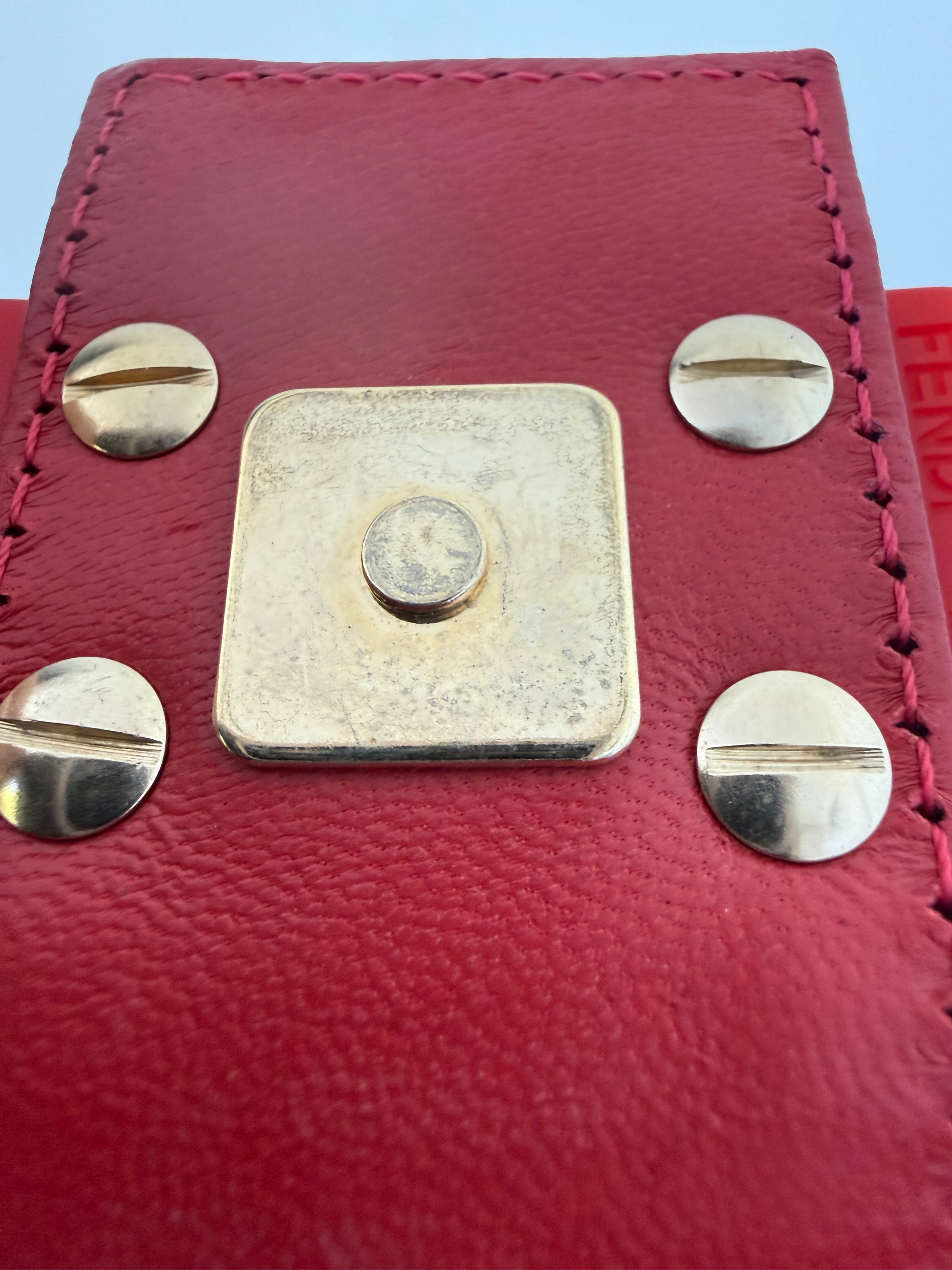 FENDI Red Vintage Monogrammed Mama  Baguette