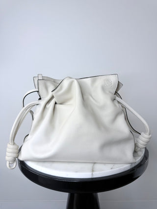 Loewe Dusty White Flamenco Clutch w Strap Excellent Condition