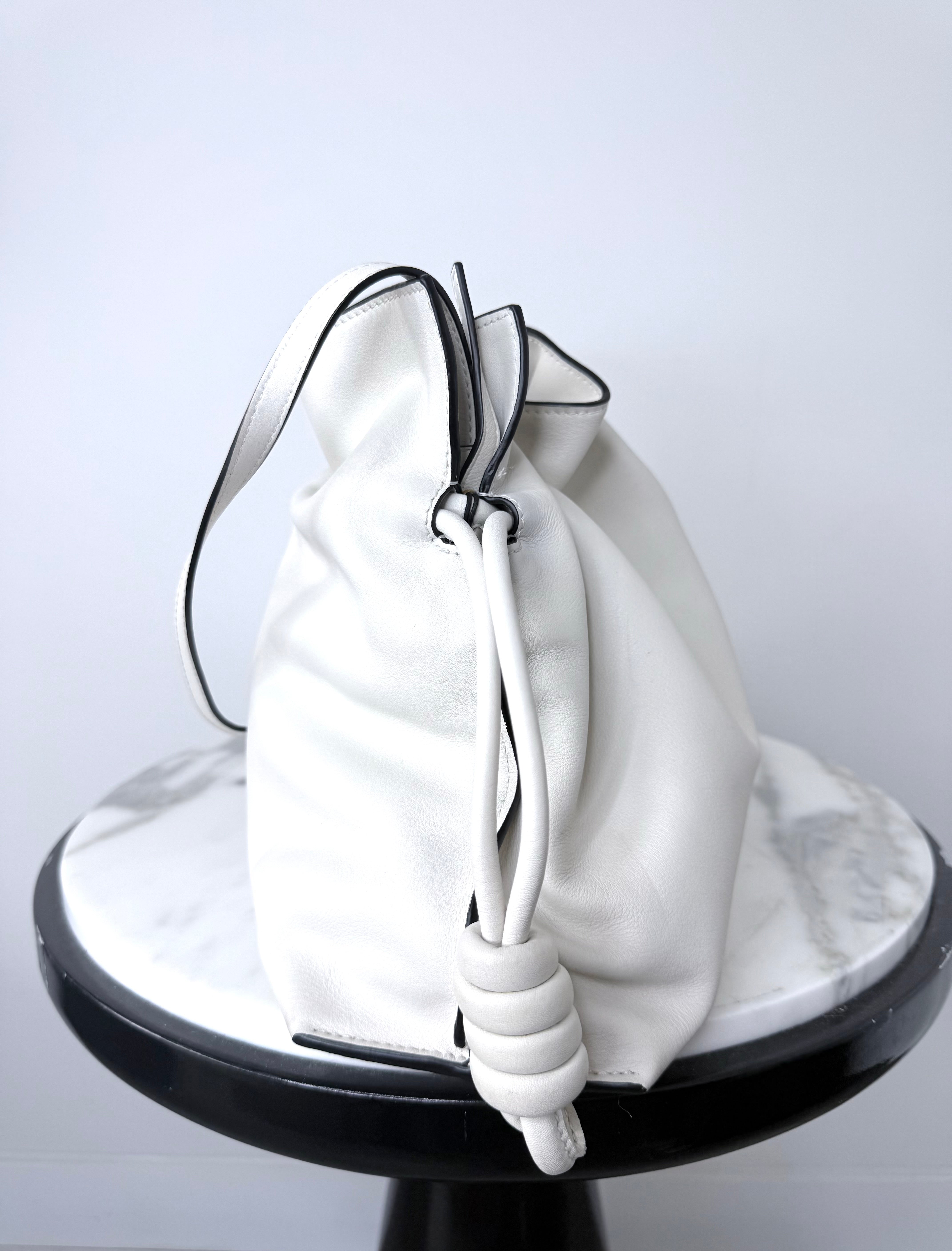 Loewe Dusty White Flamenco Clutch w Strap Excellent Condition