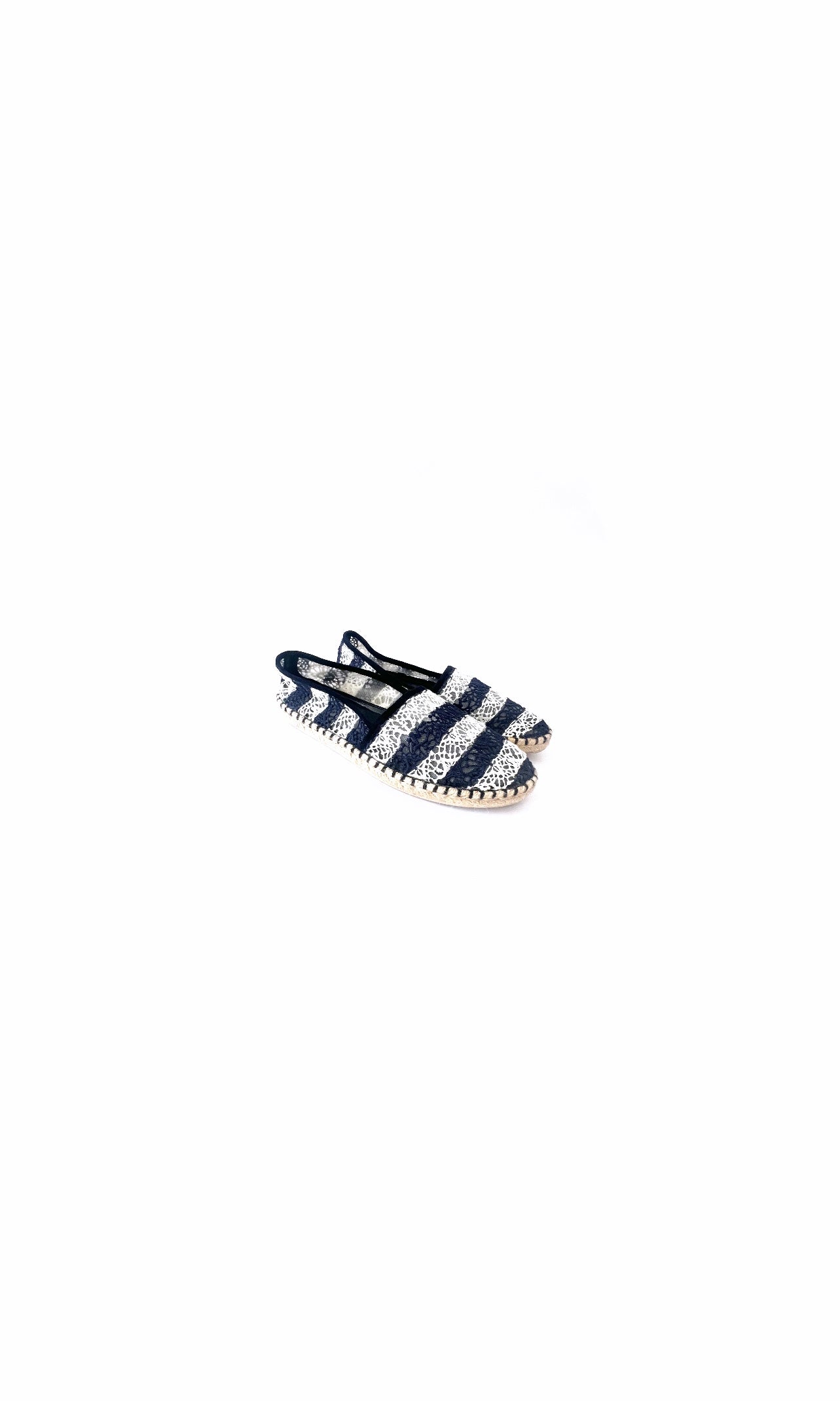 Navy & White Lace Espadrilles