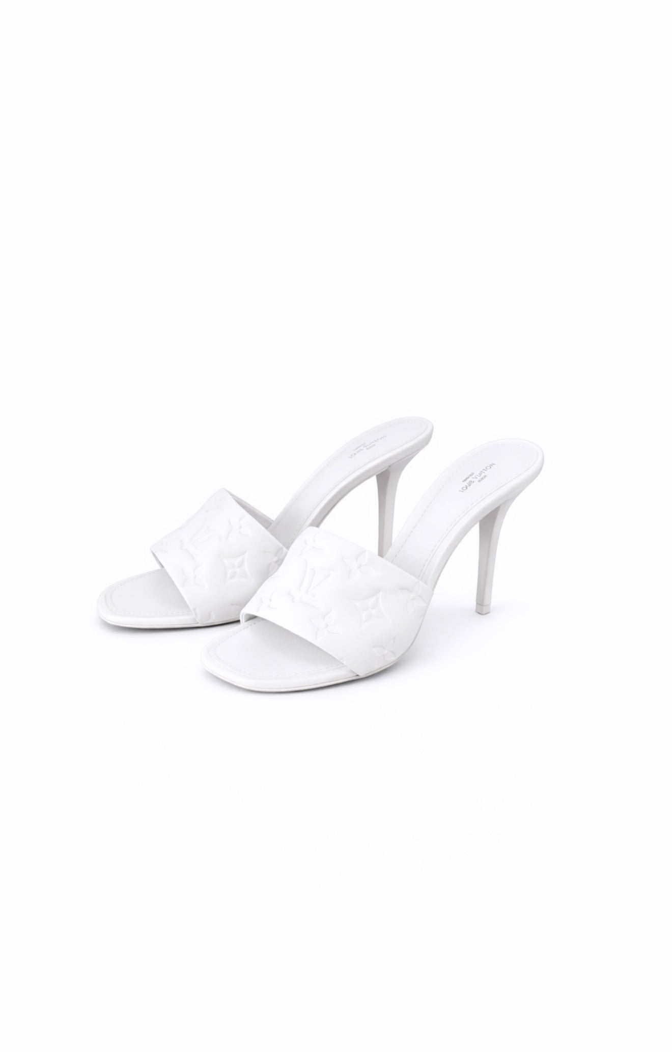 Louis Vuitton White Logo Mules Size 38