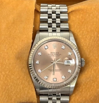Rolex Lady Datejust 18ct White Gold Pink Dial Diamond Markers